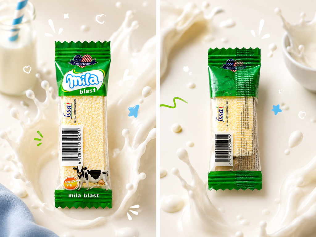 Americano Milo Blast individual candy pieces front and back