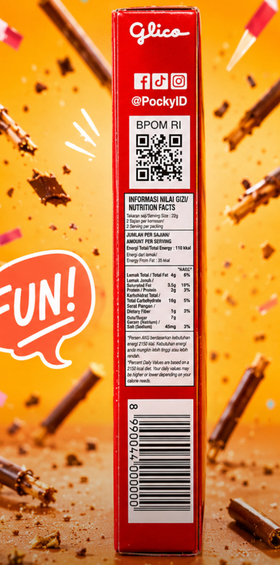 Glico Pocky Chocolate Flavour - nutrition facts side panel