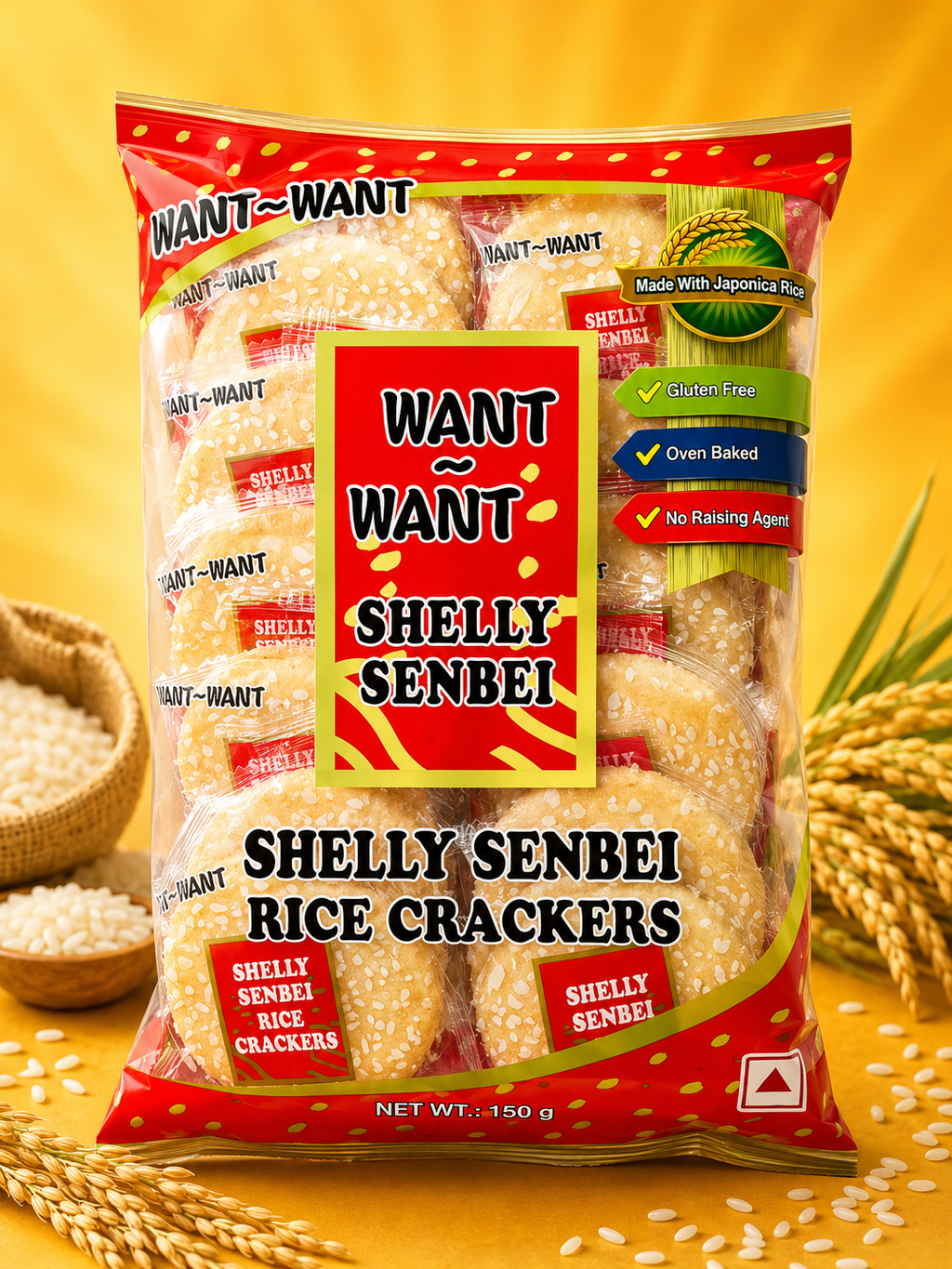 Want Want Shelly Senbei Rice Crackers 150g - Front Pack