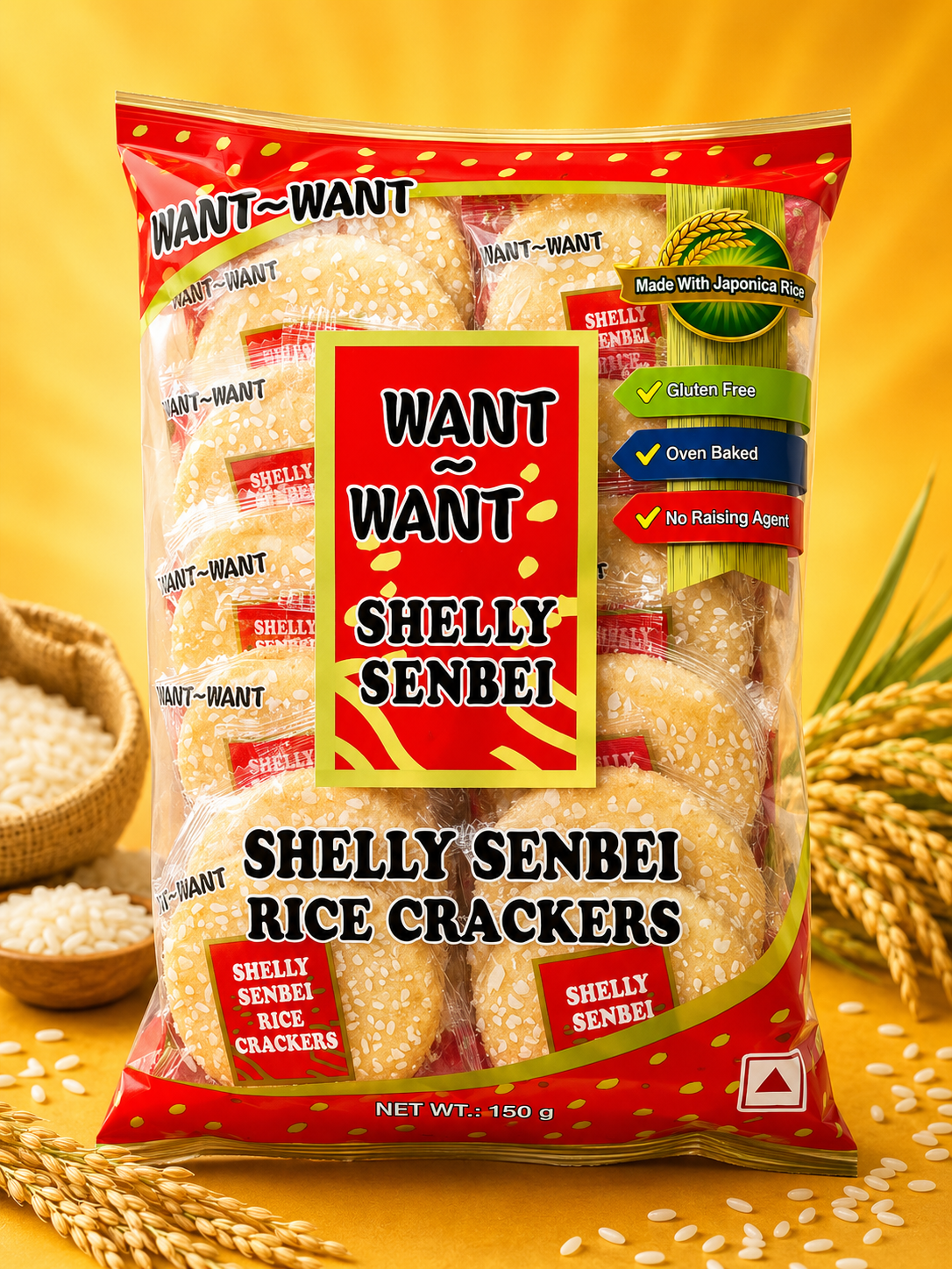Want Want Shelly Senbei Rice Crackers 150g - Front Pack